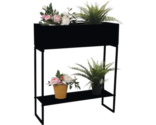Plantentafel/bloembak Lafiora 61,5 x 21 x 70 cm metaal zwart