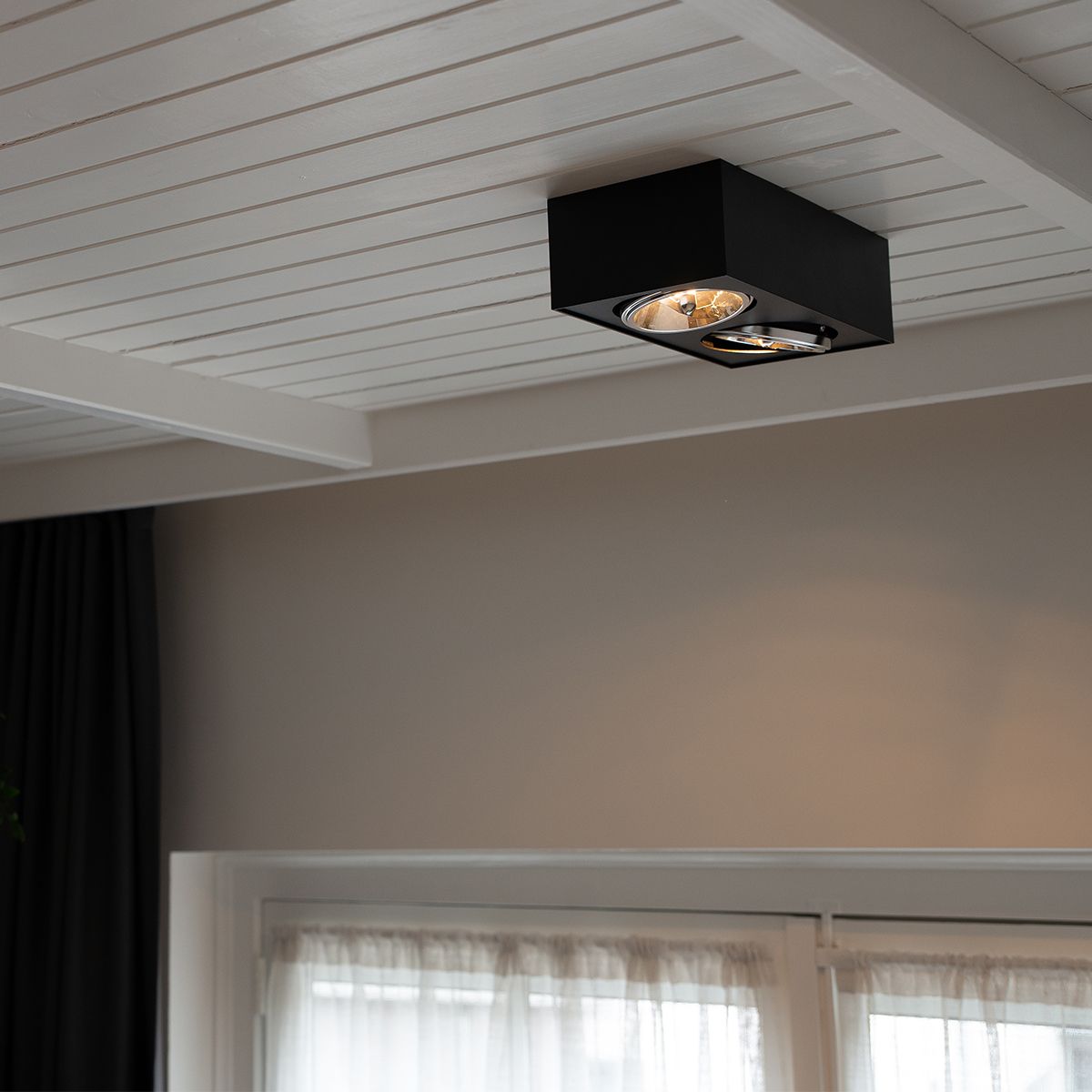 Design spot zwart vierkant 2-lichts - Kaya