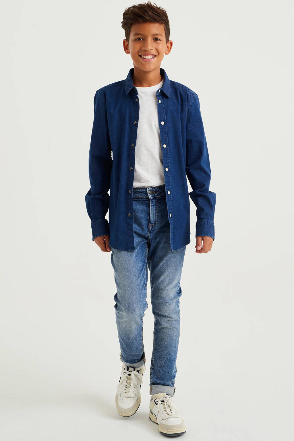WE Fashion denim overhemd dark blue denim