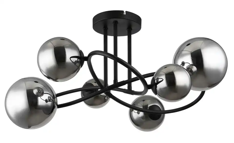 Deckenleuchte 35 cm 6-flammig 62 cm 59 cm Schwarz, transparent
