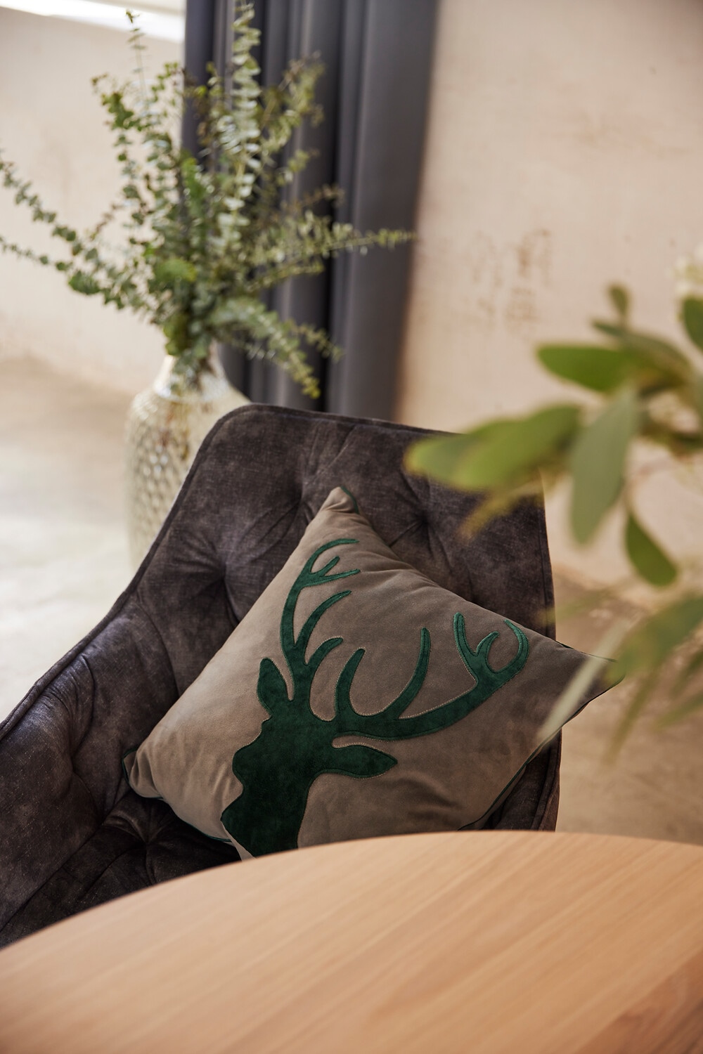 done.® Dekokissen »Oh Deer« Velourstoff Anthracite