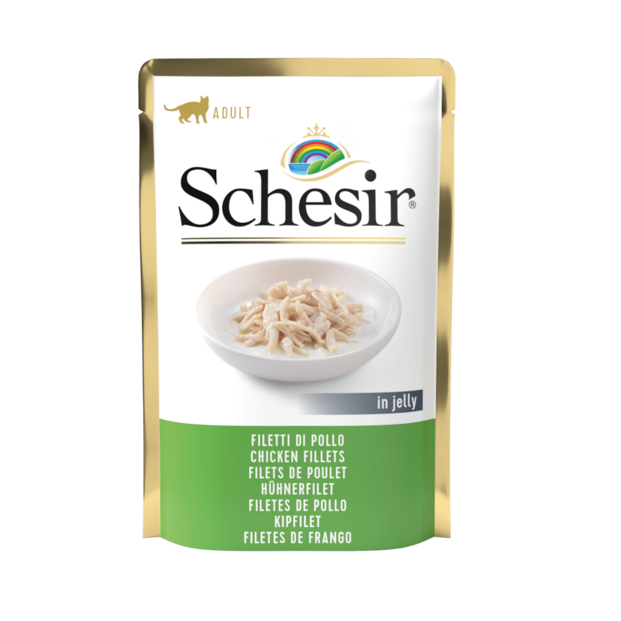 Sachês de 85g de Schesir Adult Chicken para gatos