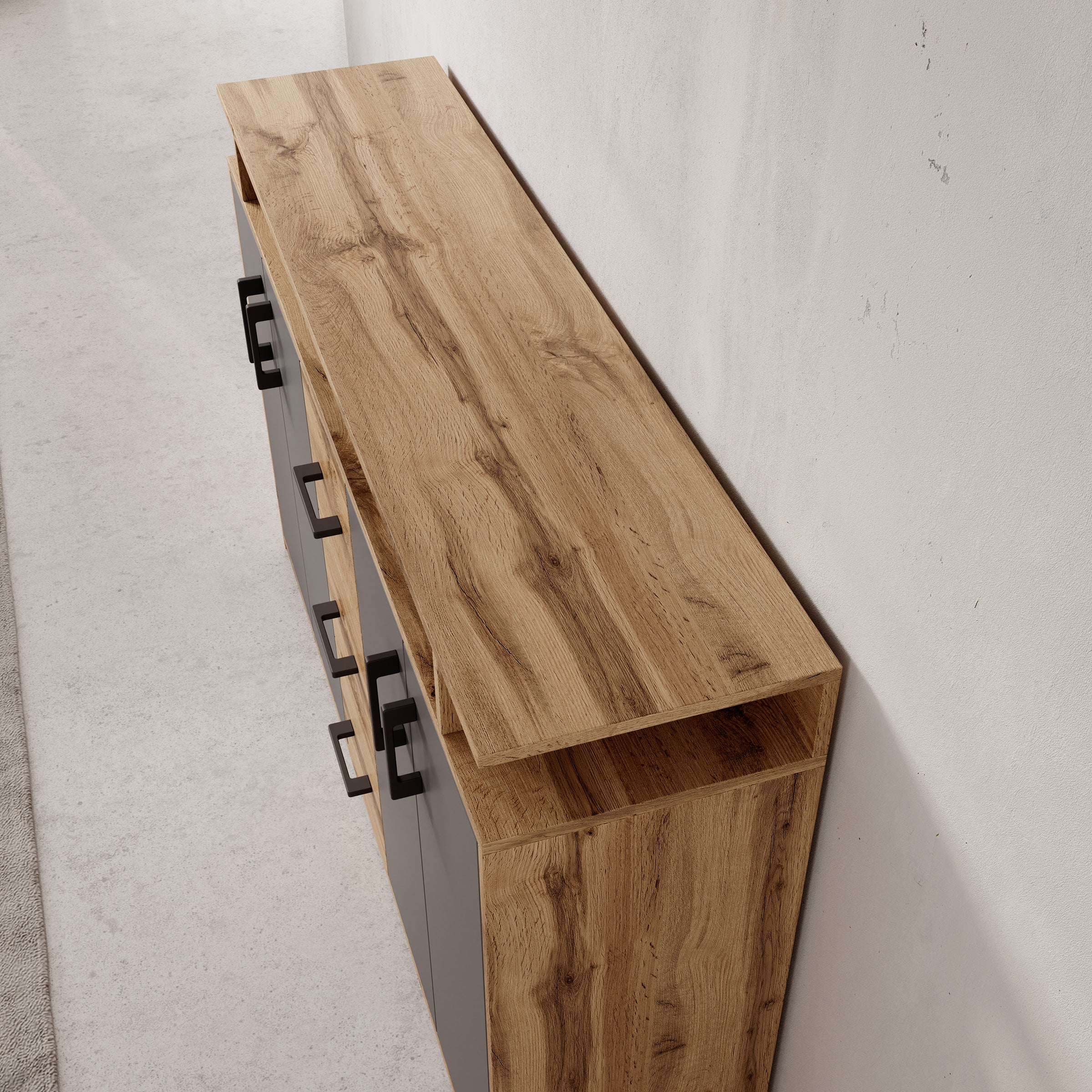 Duna 2 - Dressoir - Eikenpatroon/Antraciet - 139x34x90 cm