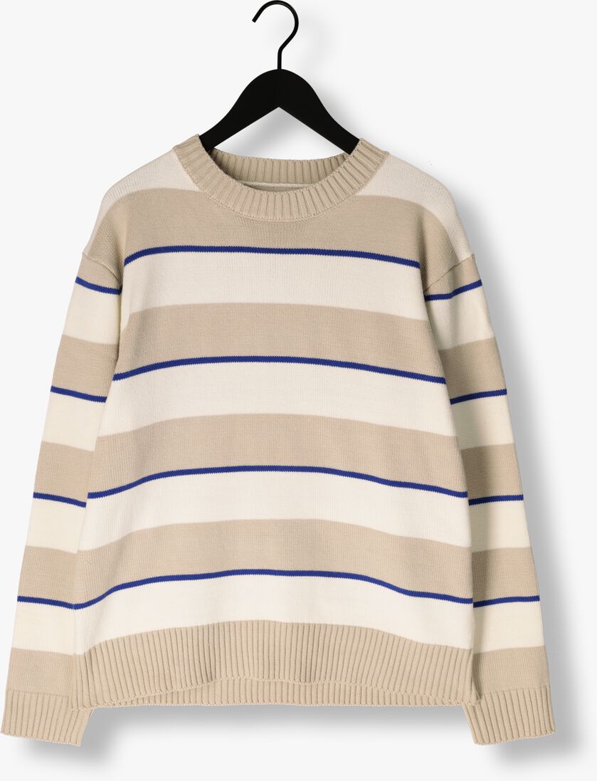 WOODBIRD zand woodbird trui wbkurt stripe crew