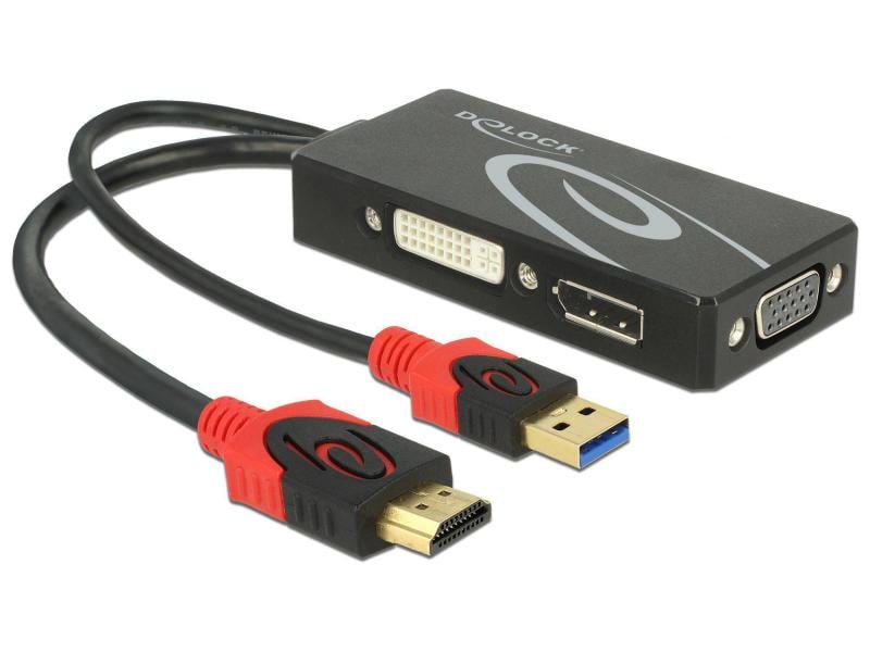 Delock Adapter 4K, 30HZ HDMI/USB 2.0 - DVI-D/VGA/DisplayPor HDMI zu DVI / VGA / Displayport Adapter