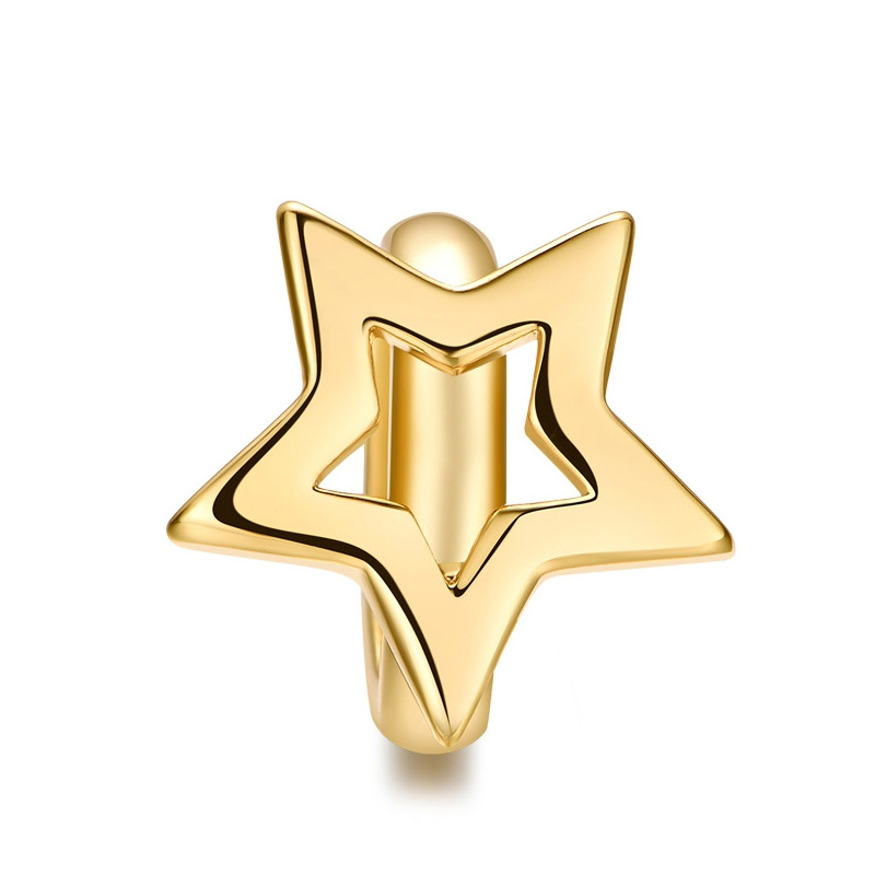 Charms Beads Etoile en Acier Inoxydable Or Jaune