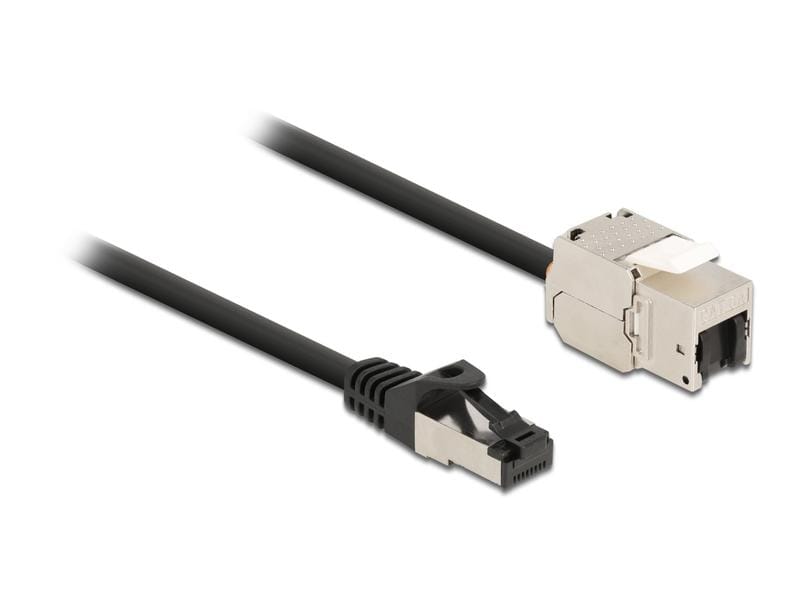 Delock Patchkabel RJ45 zu Keystone Cat 6A, S/FTP, 0.5 m, Sc Delock Kabel RJ45 Stecker zu Keystone Modul RJ45 Buchse Cat.6A 50 cm schwarz