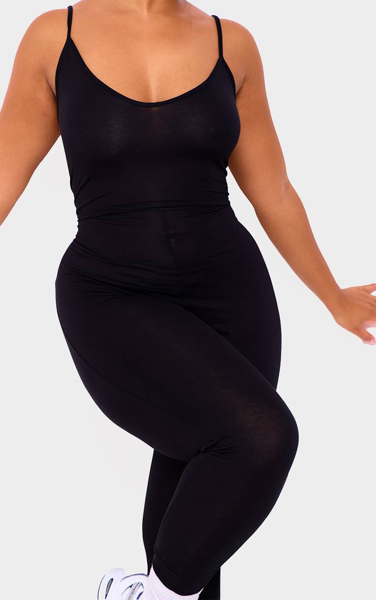 Noir Combinaison Grande Taille Décolleté Plongeant À Bretelles