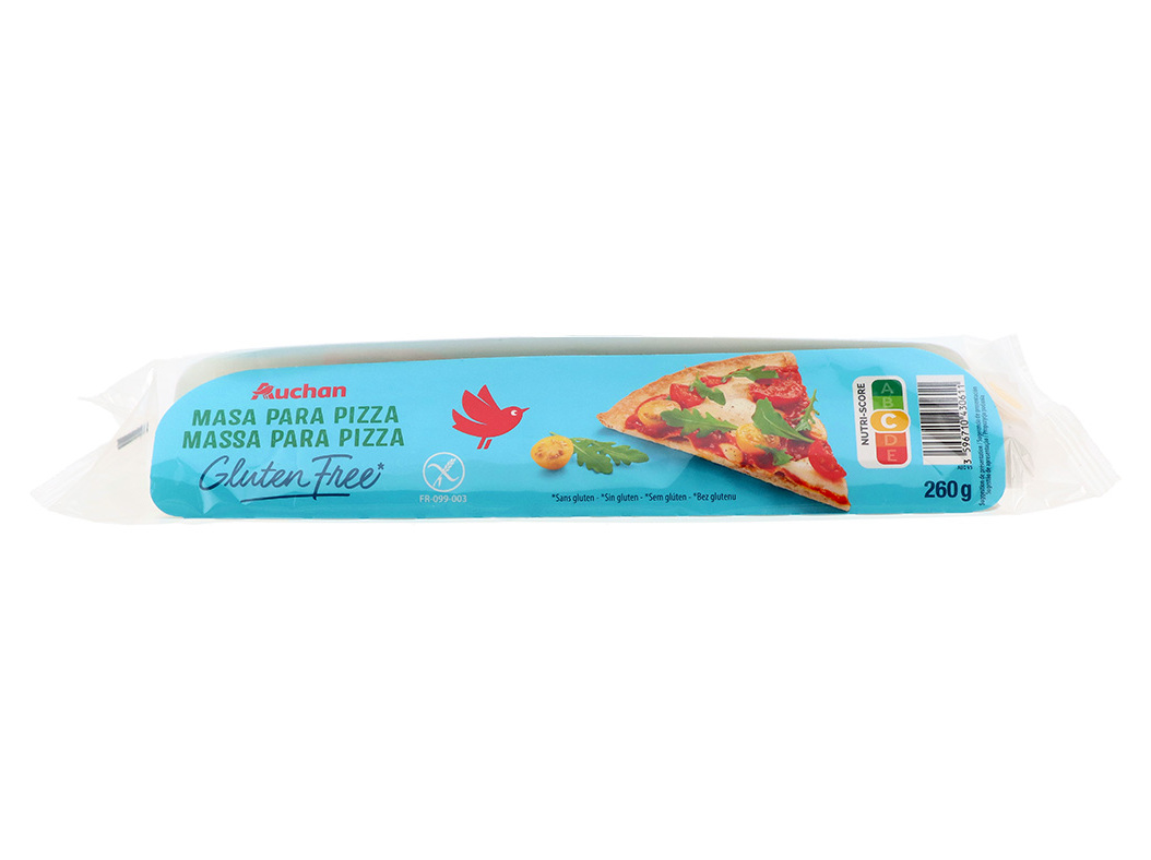 MASSA DE PIZZA AUCHAN SEM GLÚTEN 260 G