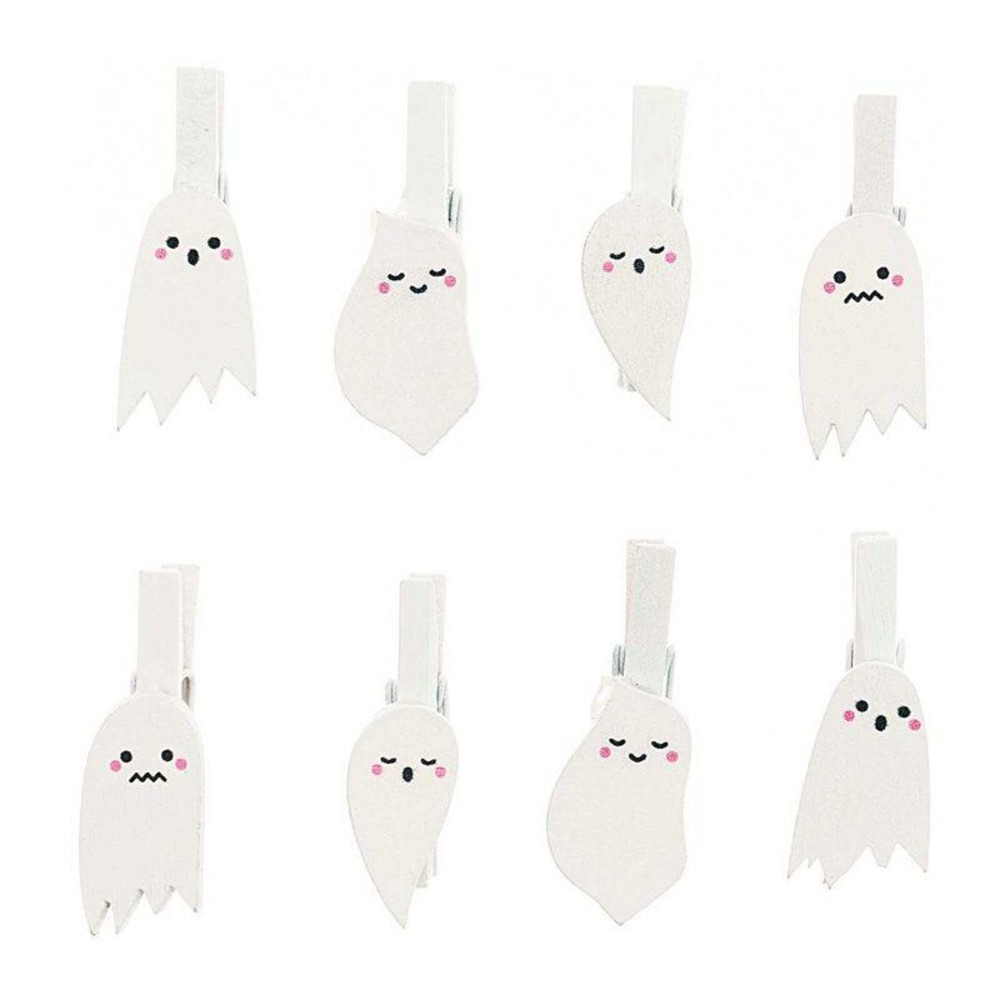8 pinces clip fantôme en bois
