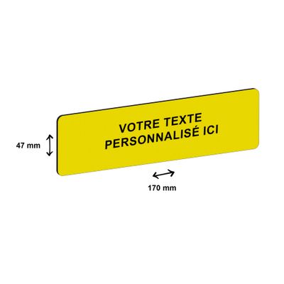 Plaque de porte personnalisée avec votre texte - 170 x 47 mm - jaune - adhésivée prête à poser