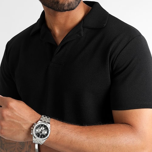 Polo Manches Courtes Texturé Waffle 0225 Noir