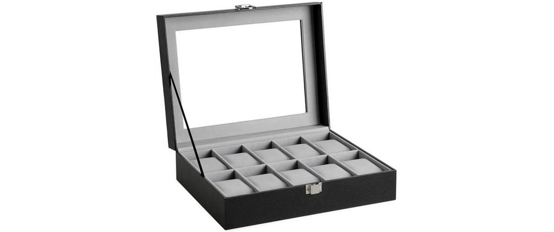 Uhrenbox Schwarz, 25 cm/25.4 cmUhrenschatulle