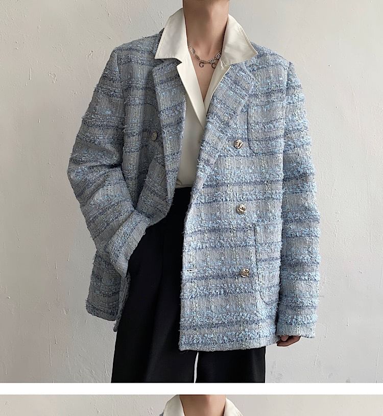 Omozando - Tweed dubbelrijs blazer