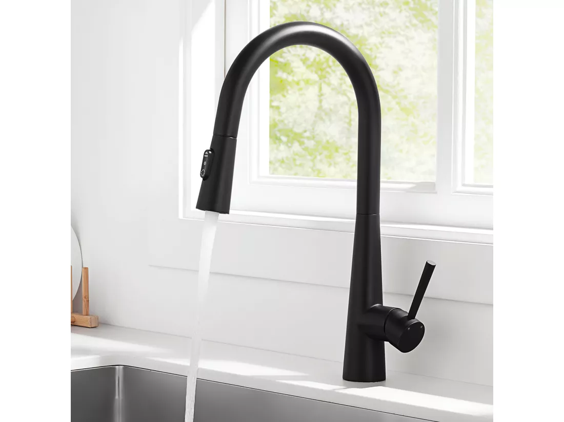 Mitigeur de Cuisine Noir avec 3 Modes Jets Eau, Cecipa max Robinet Evier Haute Qualité 360 Rotatif, Mitigeur avec Douchette Extractible,EU Modèle