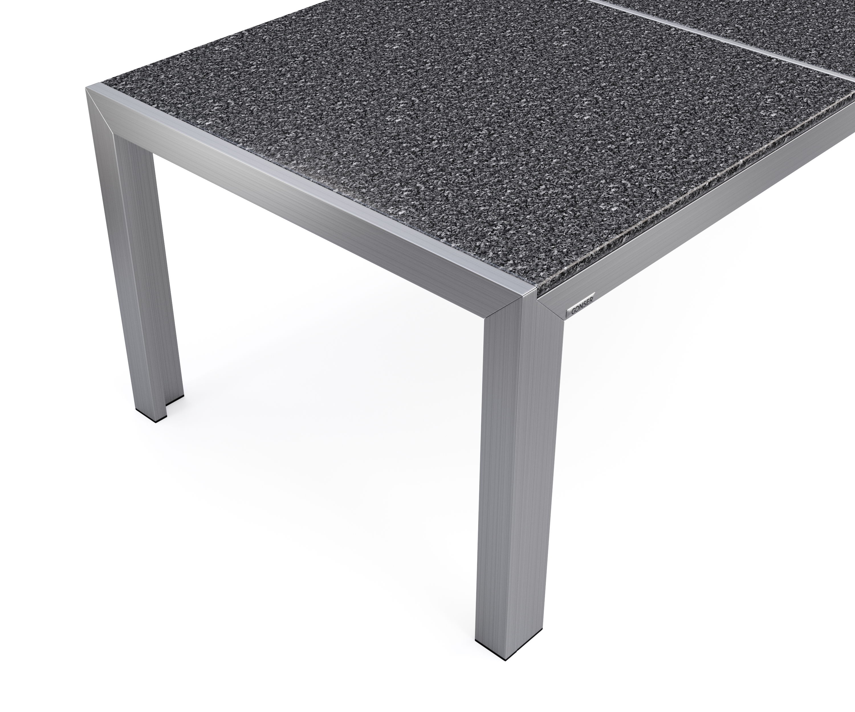 Granittisch Edelstahl 180 x 95 x 75 cm