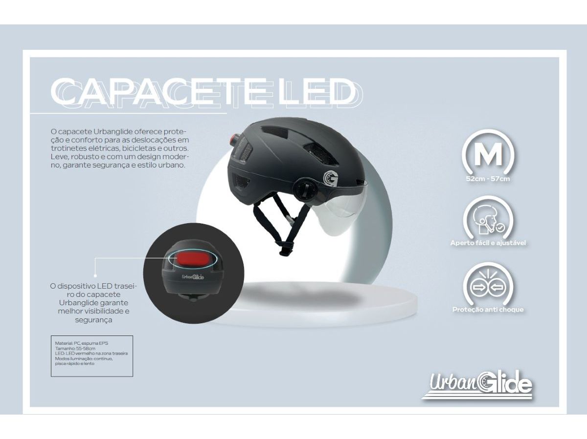 CAPACETE URBANGLIDE URBAC12911 PRETO COM VISEIRA M