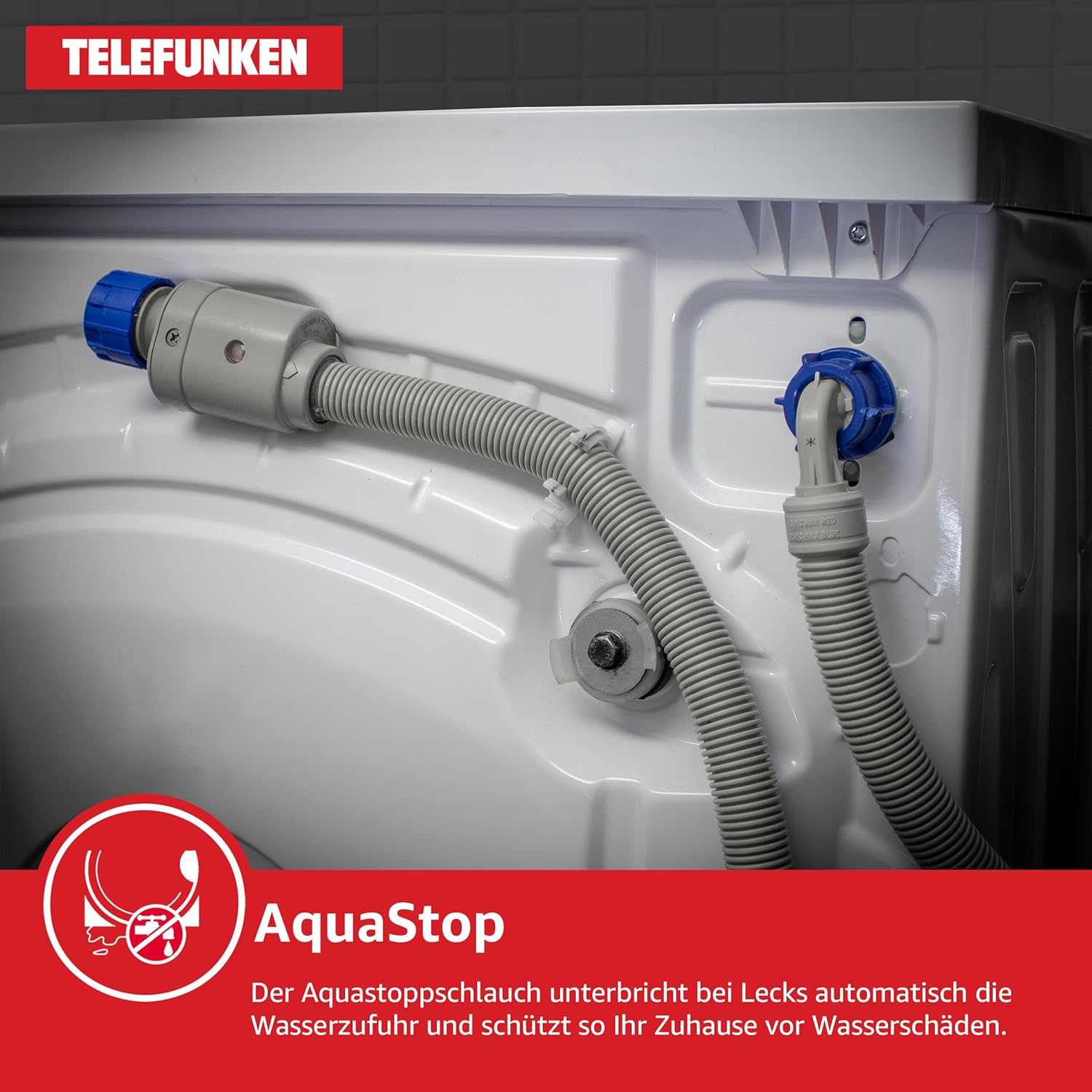 Telefunken Waschmaschine 10kg mit Dampffunktion | 1400 U/Min. | Automatische Waschmitteldosierung | Inverter Motor | AquaStop | Schontrommel | Washing Machine mit 15 Programmen | W-10-1400-A-W weiß