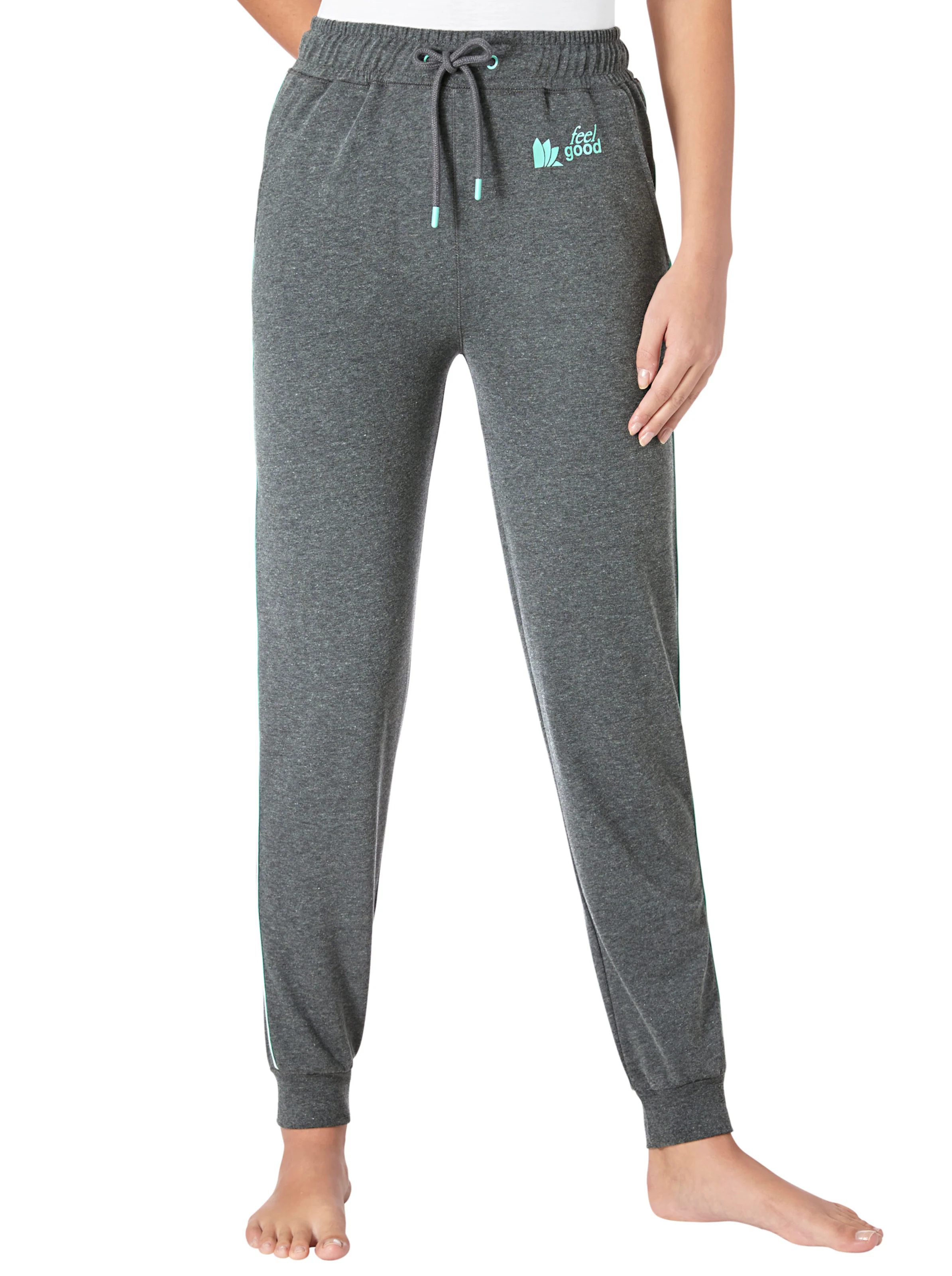 feel good Hose in grau-mint-meliert