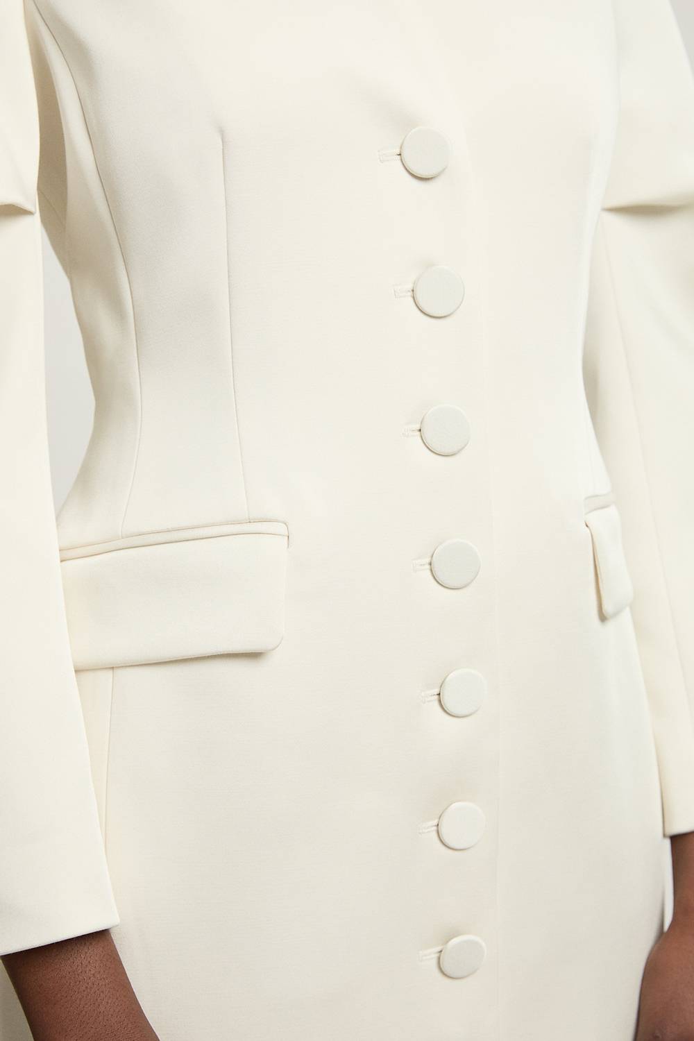 KarenMillen Robe Midi Cintrée En Satin À Boutonnage Apparent Petite