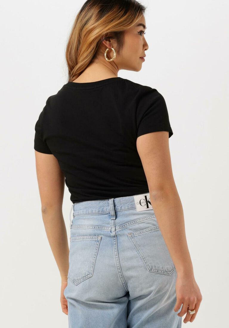 CALVIN KLEIN zwarte calvin klein t-shirt micro monologo slim fit tee