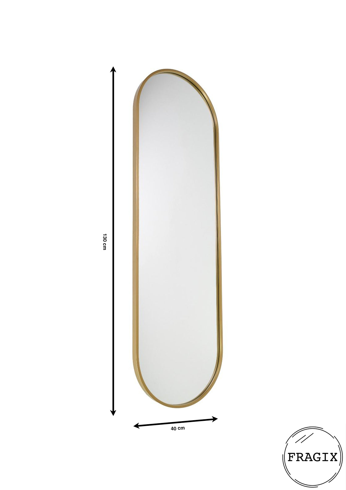 Fragix Boston Passpiegel Ovaal - Goud - Metaal - 130x40