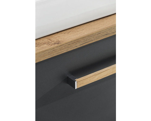 Badkamermeubelset Möbelpartner Duo 1022 BxHxD 102 x 61,5 x 50 cm Frontkleur antraciet mat met wastafel keramiek wit