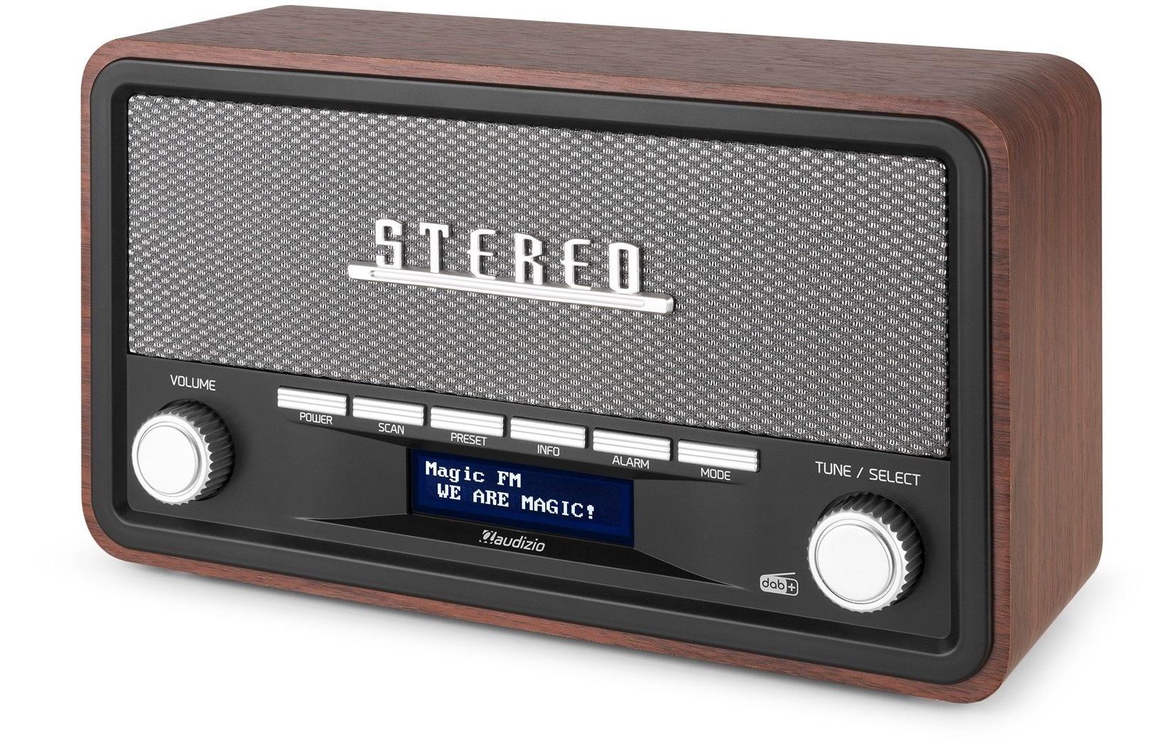 DAB+ Radio Foggia GrauDigitalradio im Retro-Design mit Stereo-Lautsprechersystem und Senderspeicherung