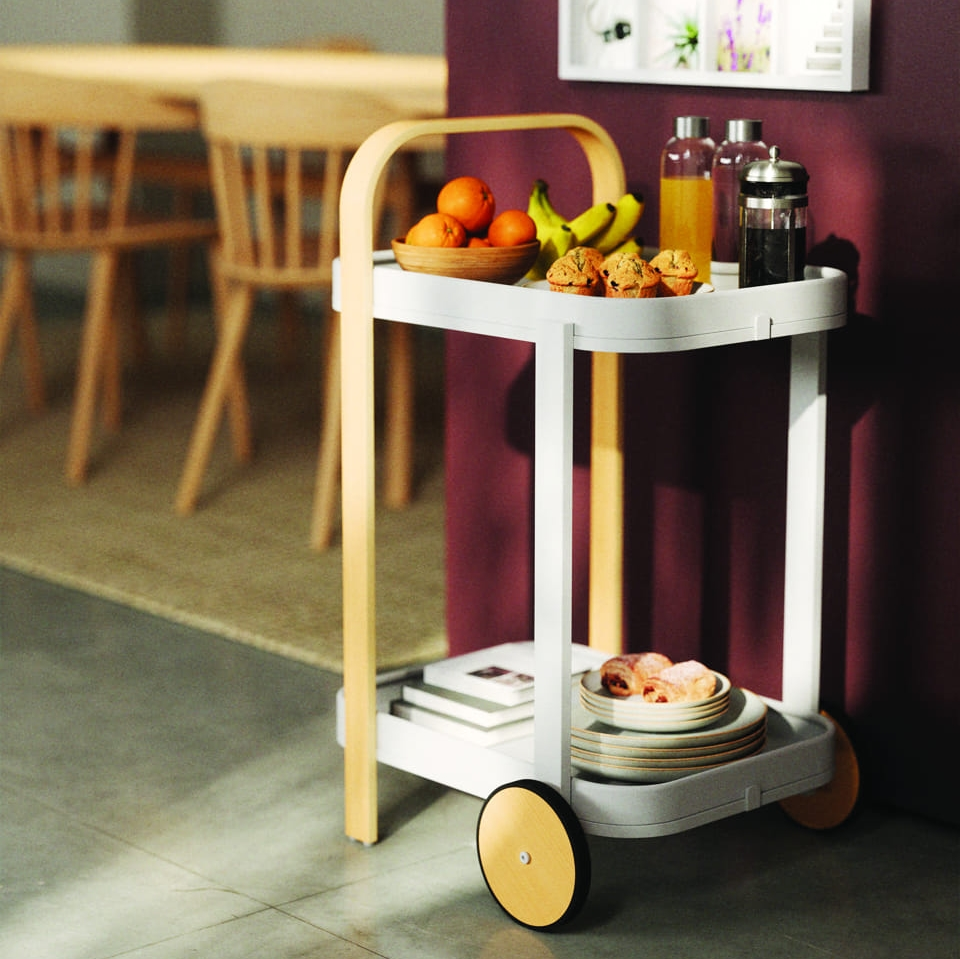 Trolley Bellwood bar en serveerwagen wit/naturel