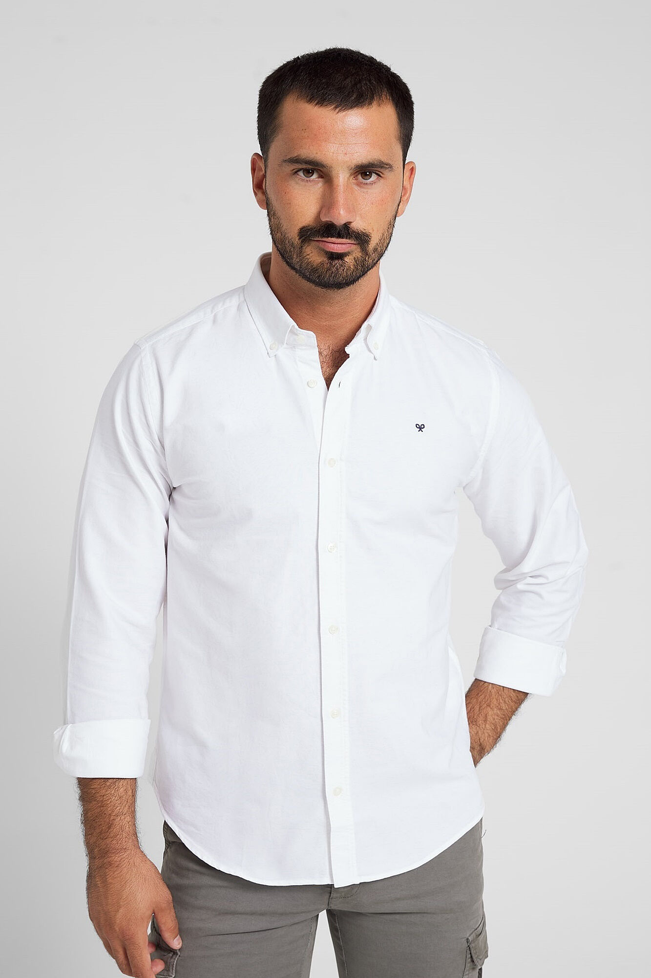 Camisa esportiva branca estilo Oxford - Branca