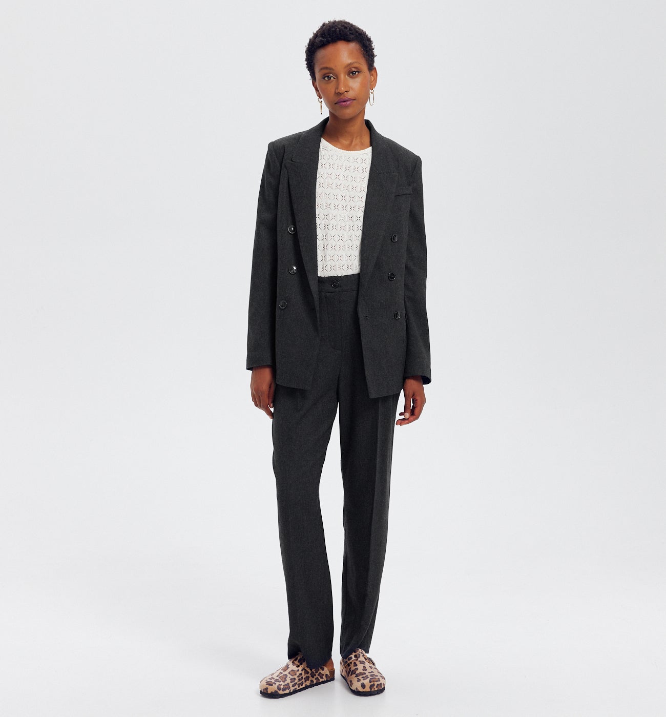 Veste de tailleur chinée Femme - Gris