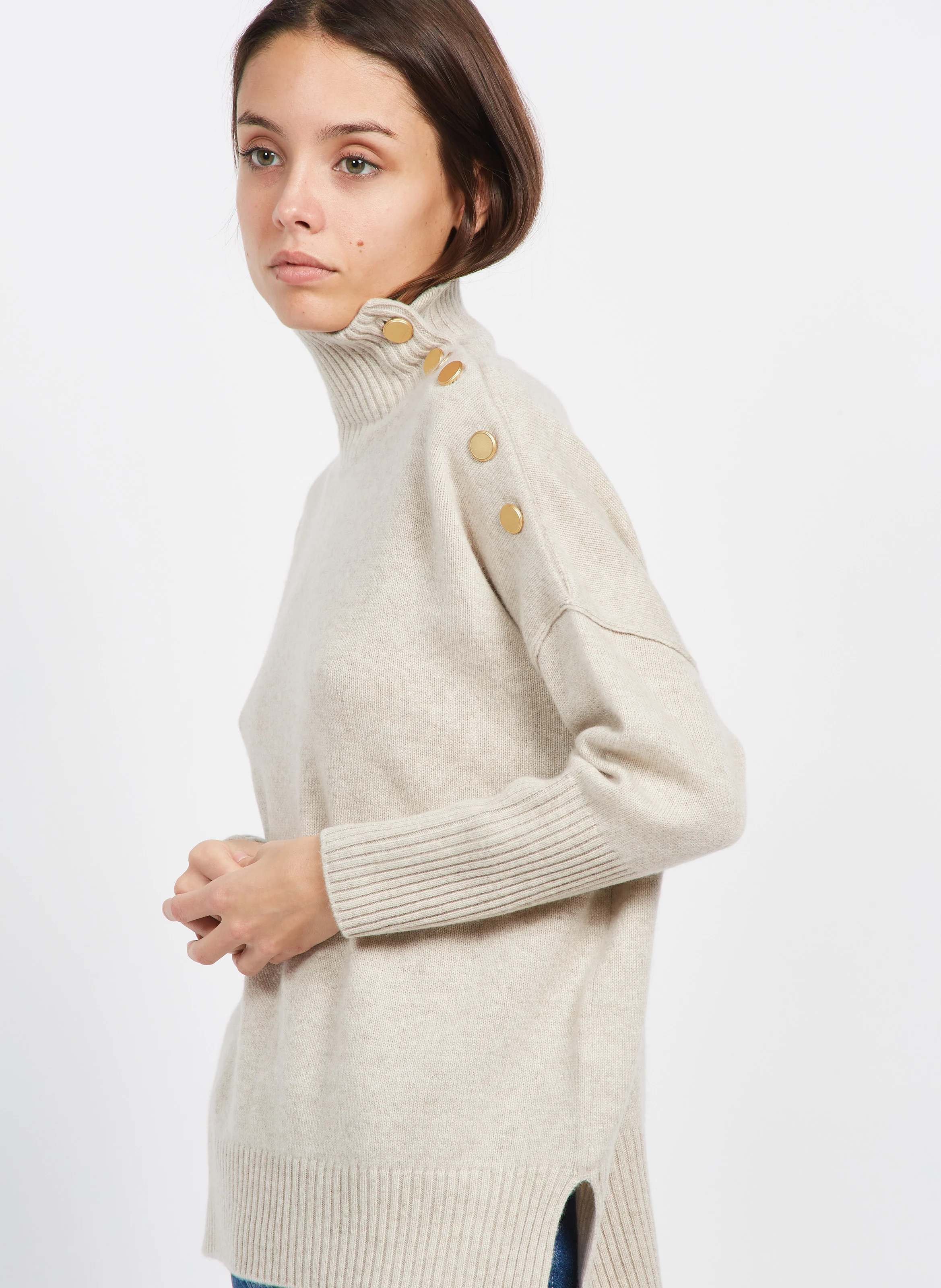 PINKO - Pull à col montant en cachemire | Beige