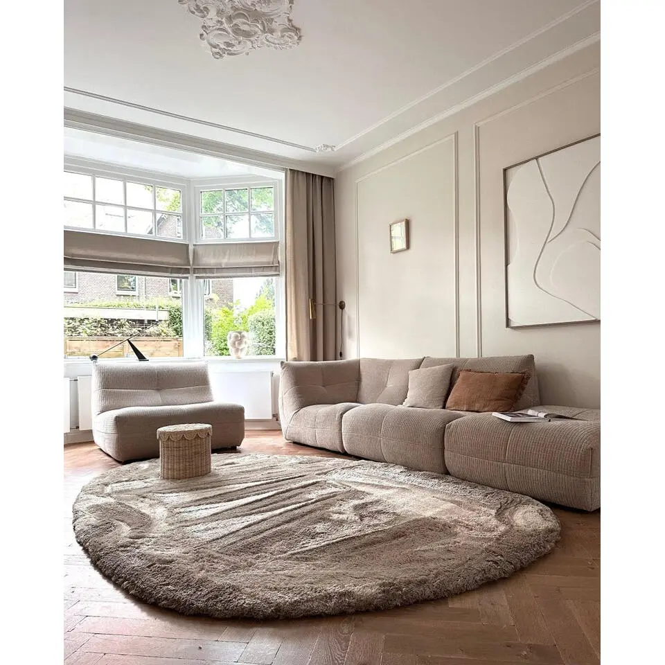 Interieur05 Hoogpolig vloerkleed Odelia beige/wit - 240 x 330 cm