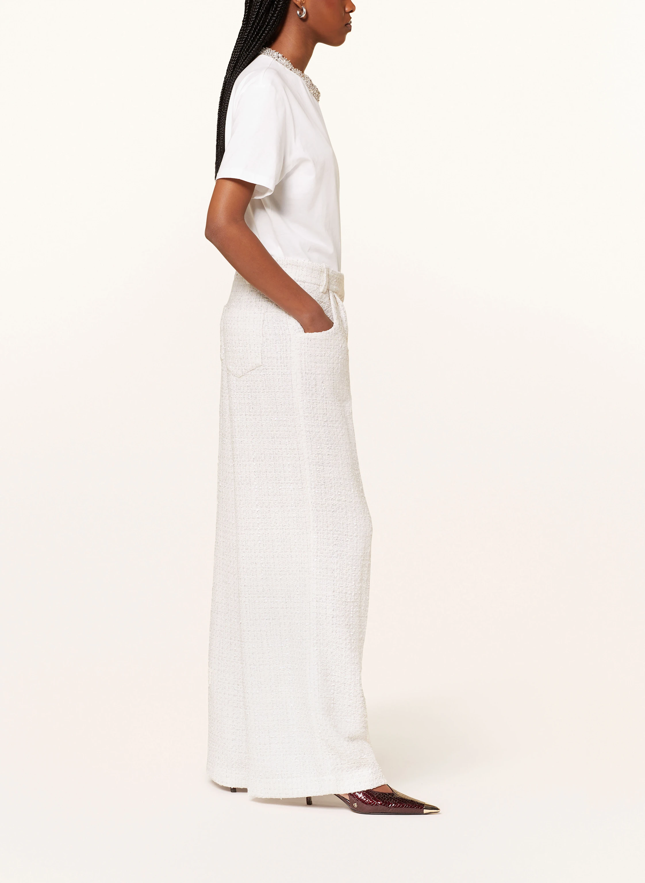 maje Marlenehose mit Bouclé und Glitzergarn