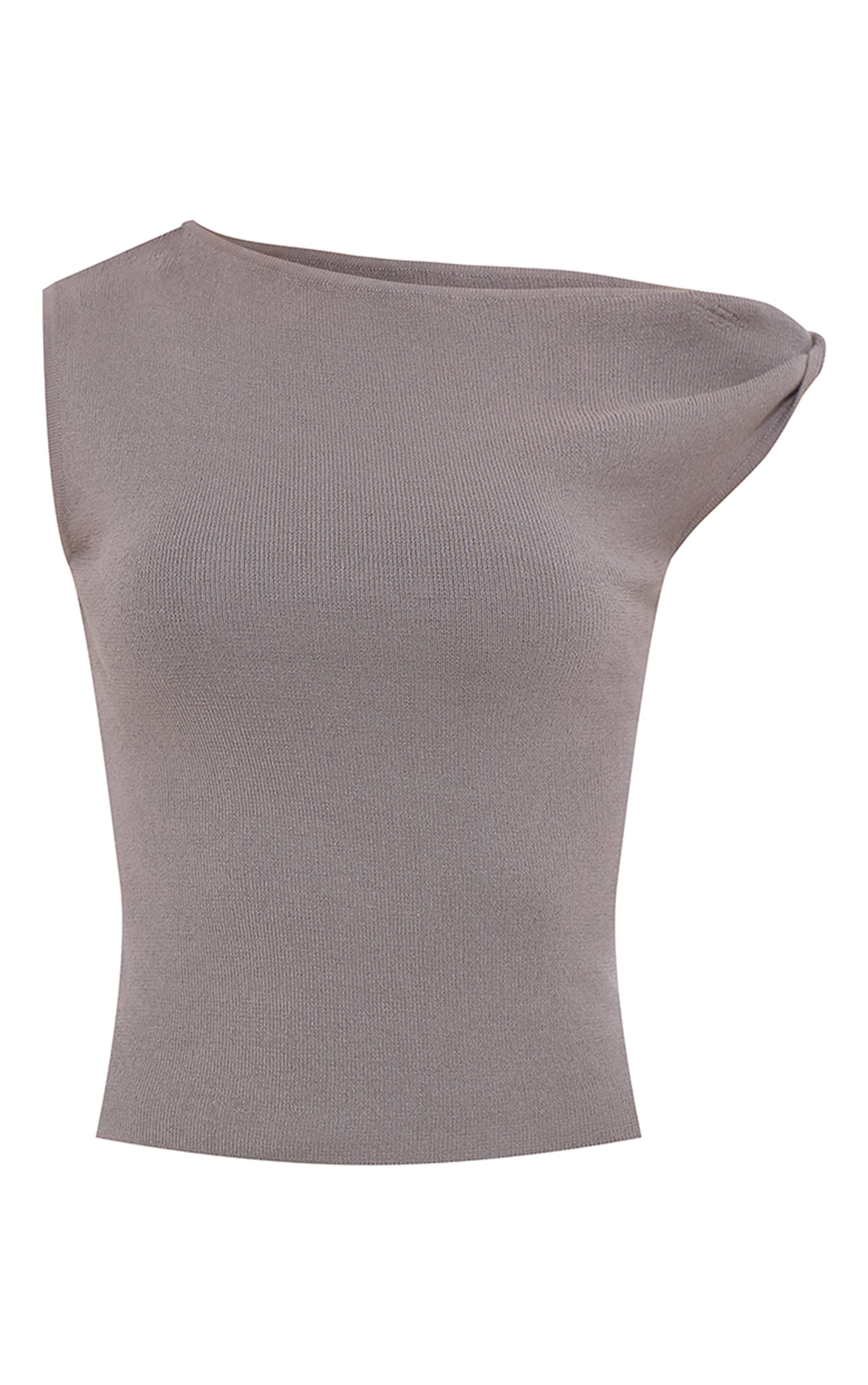 Dove Grey Débardeur En Maille Fine À Col Torsadé