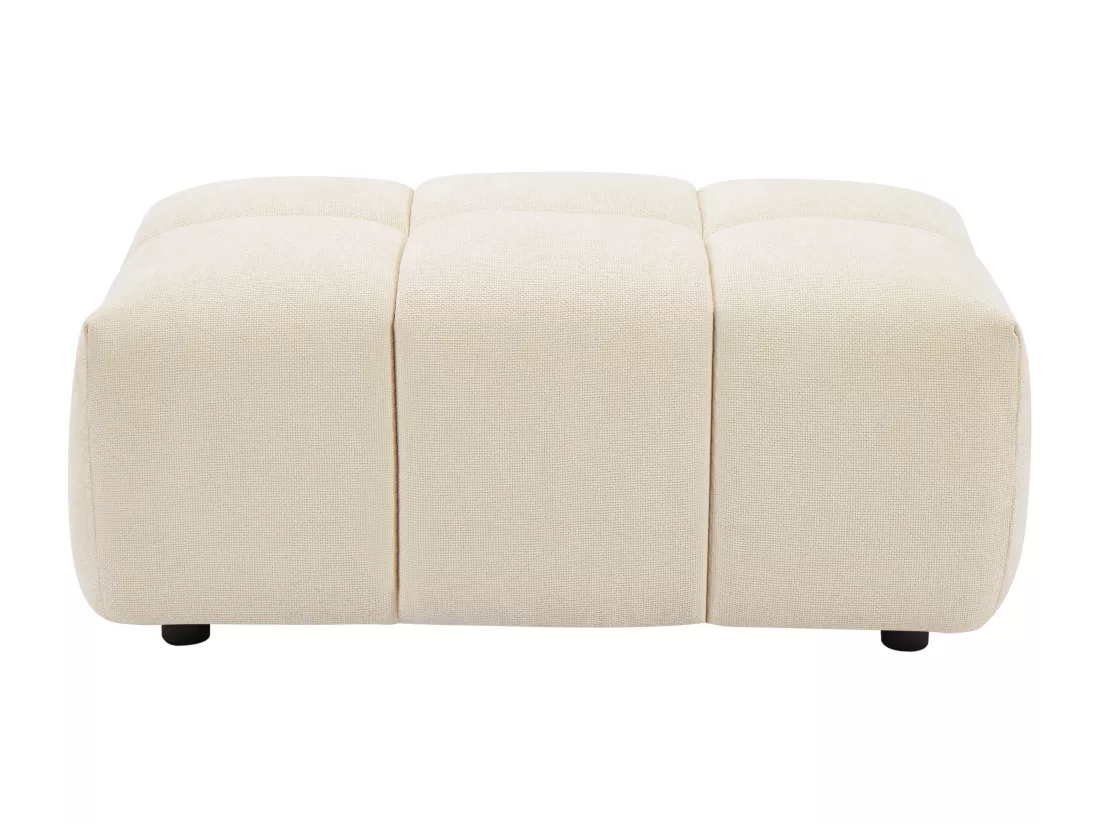 Pouf en tissu texturé beige APOLIU