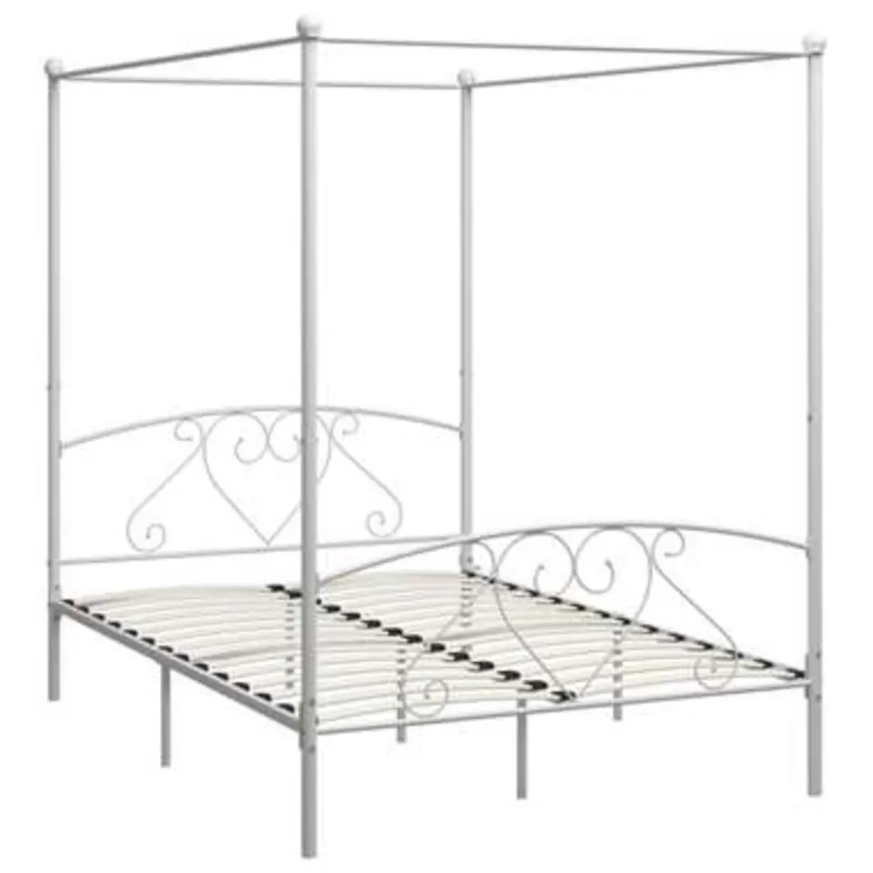 vidaXL - Hemelbed met hoofdbord - Wit - Metaal - 140x200 cm