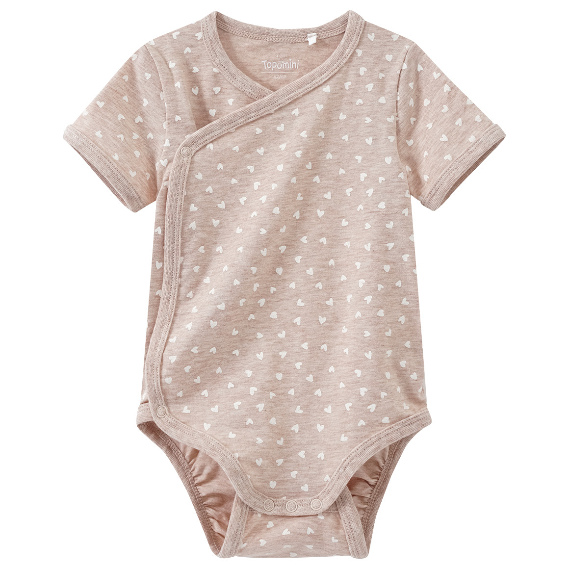 Topomini Newborn Wickelbody mit Herzchen allover beige