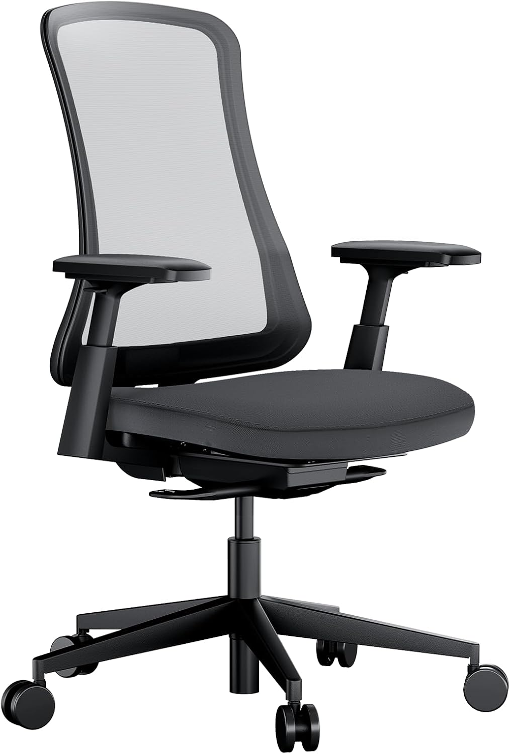 ProtoArc Flexer Ergonomischer Bürostuhl – Schreibtischstuhl mit Sitztiefenverstellung, konturiertem Sitzkissen und atmungsaktiver Netzlehne für Home Office und Büro, einfache Montage, Schwarz