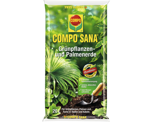 COMPO SANA® potgrond voor kamerplanten en palmen, 20 L, geschikt voor alle kamerplanten, balkonplanten, palmen en varens.