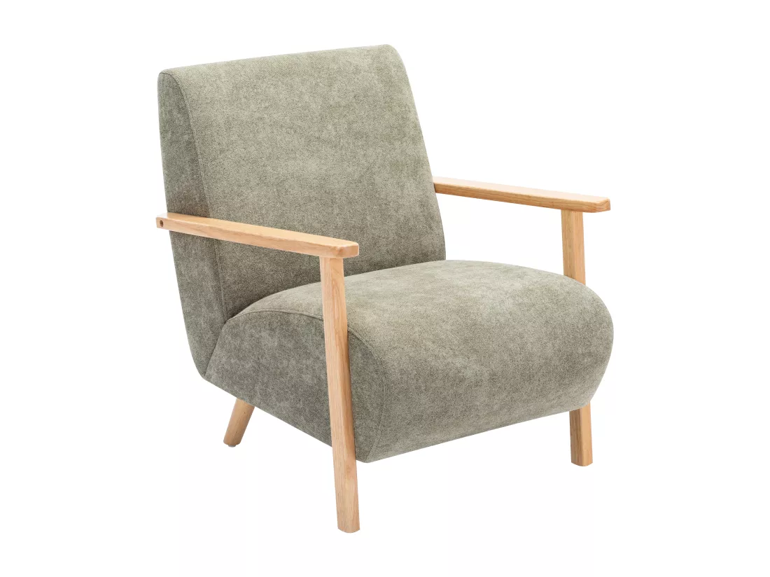 Fauteuil en tissu vert et bois JULOMO