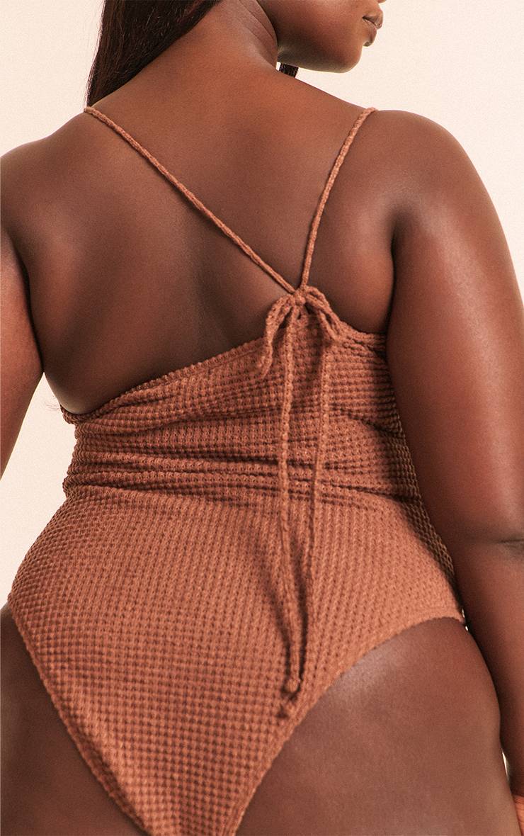 Moka Maillot De Bain Asymétrique À Bretelle Unique Avec Perles Et Finition Crochet Grande Taille