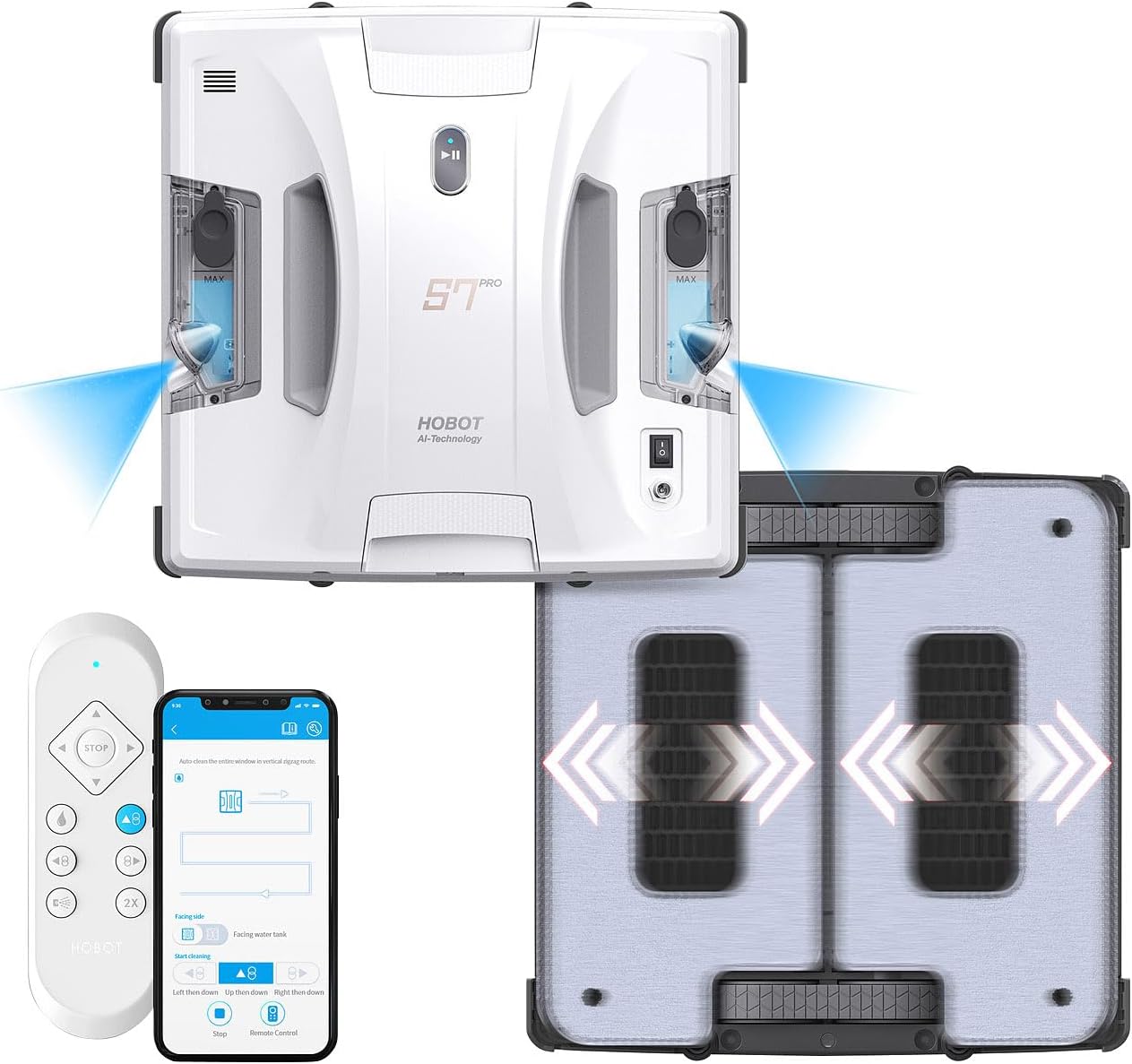 Fensterputzroboter: HOBOT S7 Pro Profi-Fensterputz-Roboter, Dual-Sprüher und -Wischer, App (Fensterputzroboter für Bürogebäude, Fensterroboter mit Wassertank, Fensterreinigung)