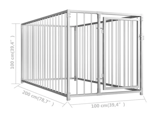 Chenil extérieur cage enclos 100 x 200 x 100 cm 02_0000338