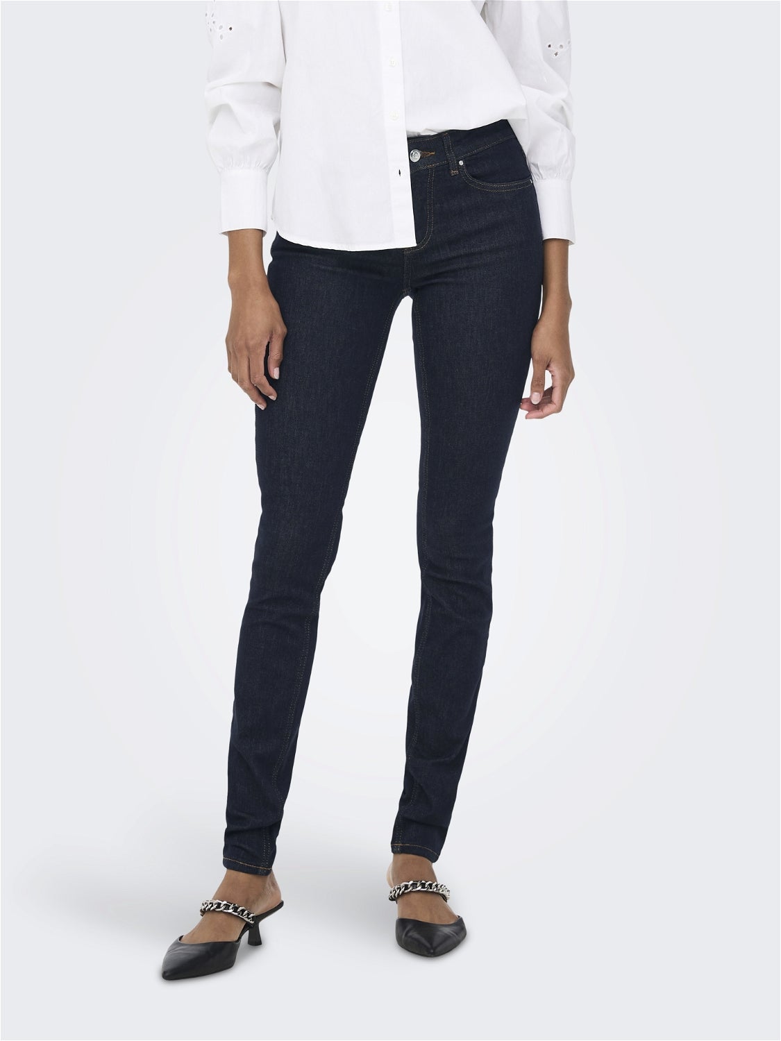 ONLBLUSH Mittlere Taille Skinny Fit Jeans Dark Blue Denim
