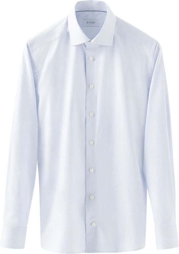 ETON Slim Fit Light Blue Striped Cotton Tencel Lyocell Shirt Blå