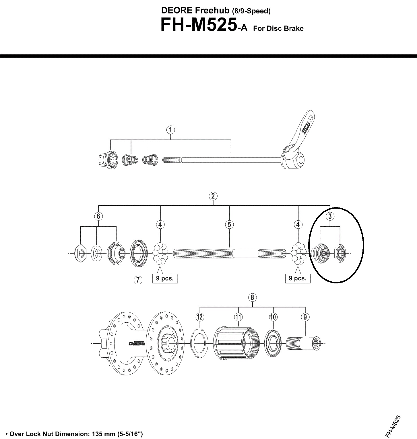 Shimano Konus højre m525-a
