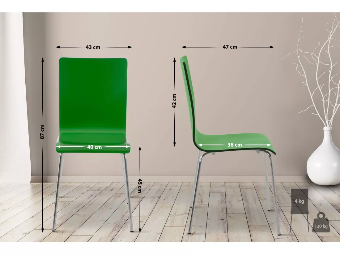 Lot de 4 Chaise de conférence - Bois & Antique - Vert - PEPE