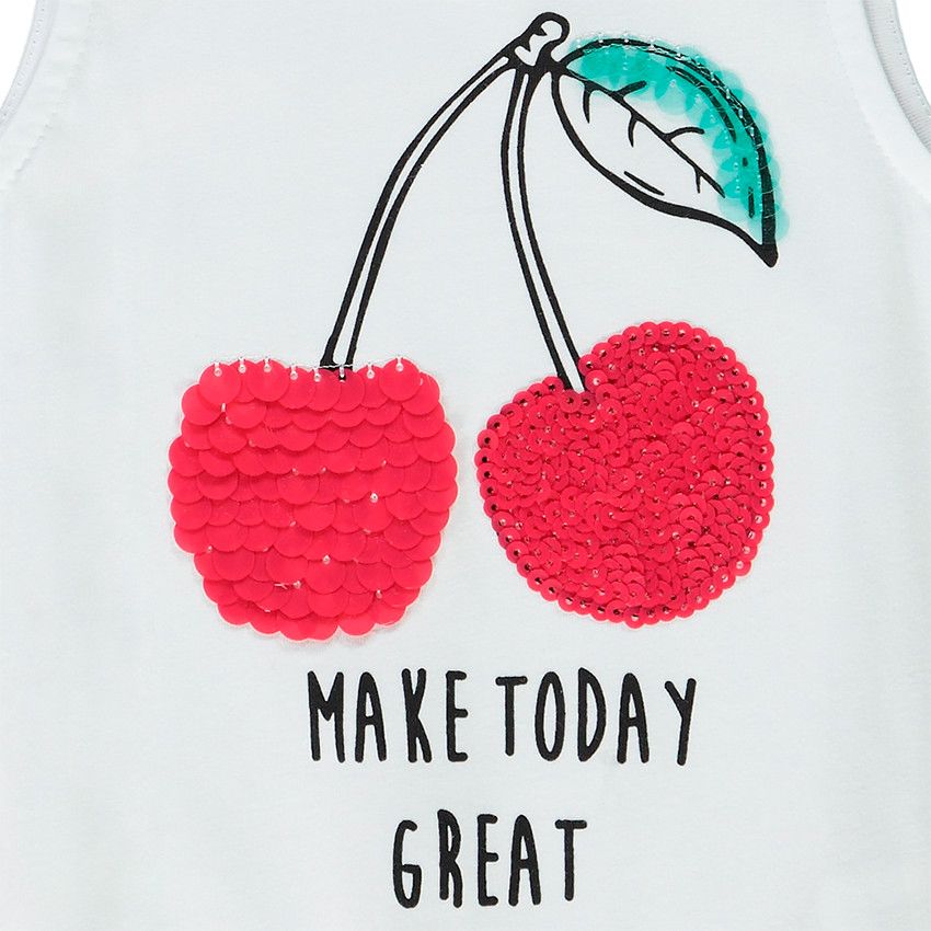 Débardeur en jersey print et sequins pour fille - Blanc