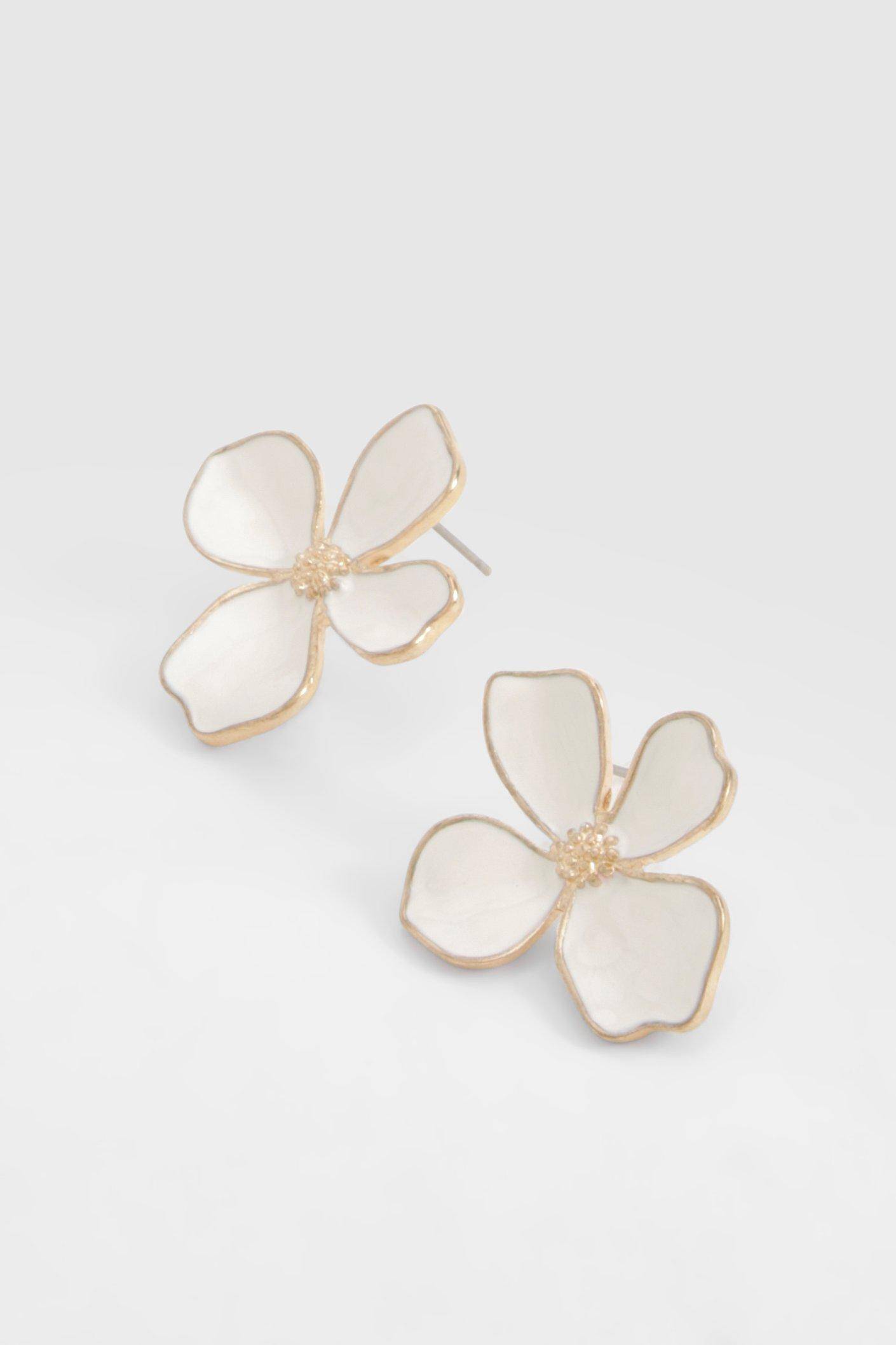 boohoo Boucles d'oreilles clous pour fleurs émaillées
